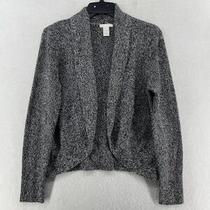 H&M Cardigan Womens S Black White Long Sleeve Open Front Knit Casual Sweater
